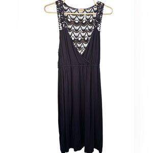 Lascana Navy Crochet Back Vneck Dress